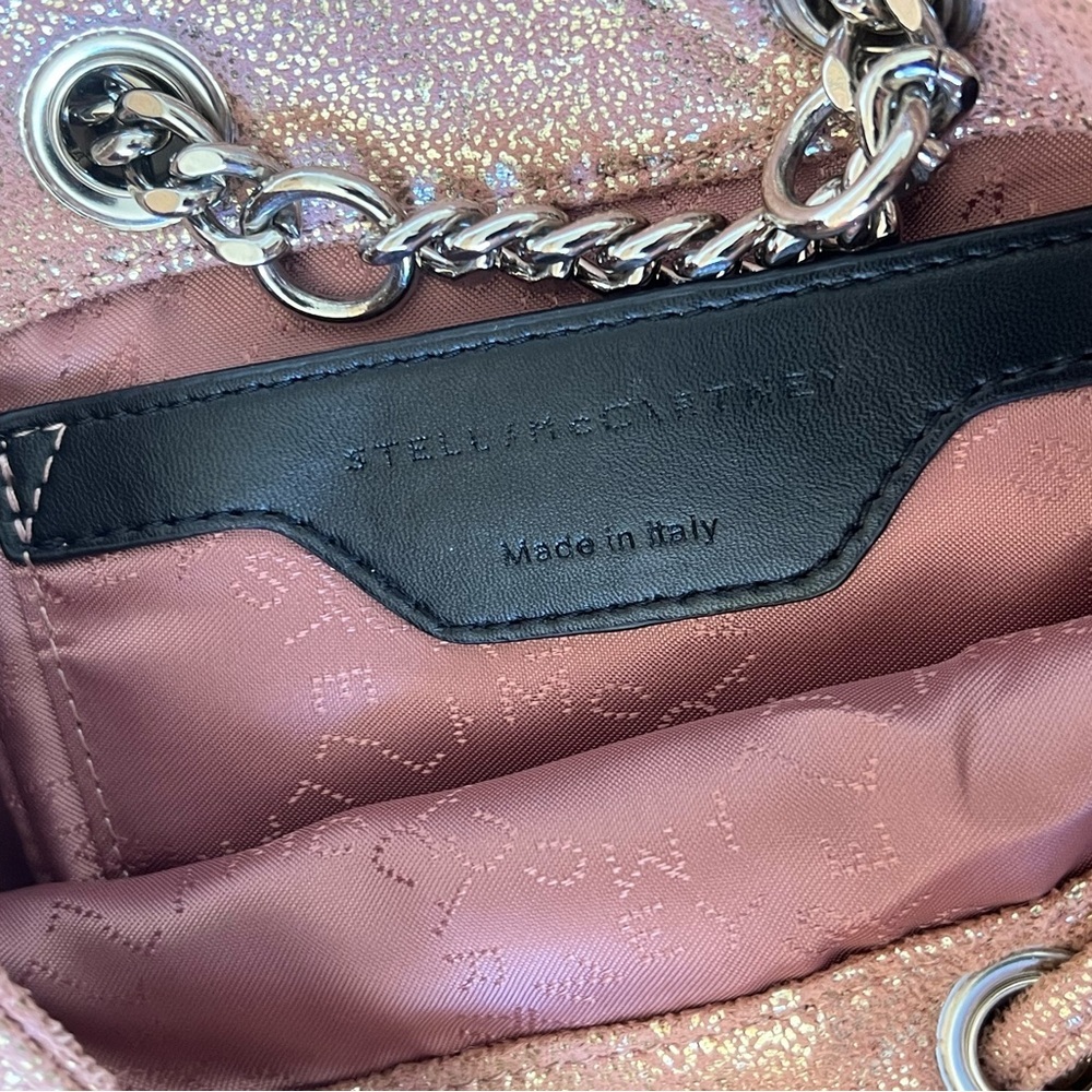 Authentic Stella McCartney Pearlescent Shaggy Deer Mini Rucksack Backpack Pink - Picture 11 of 15